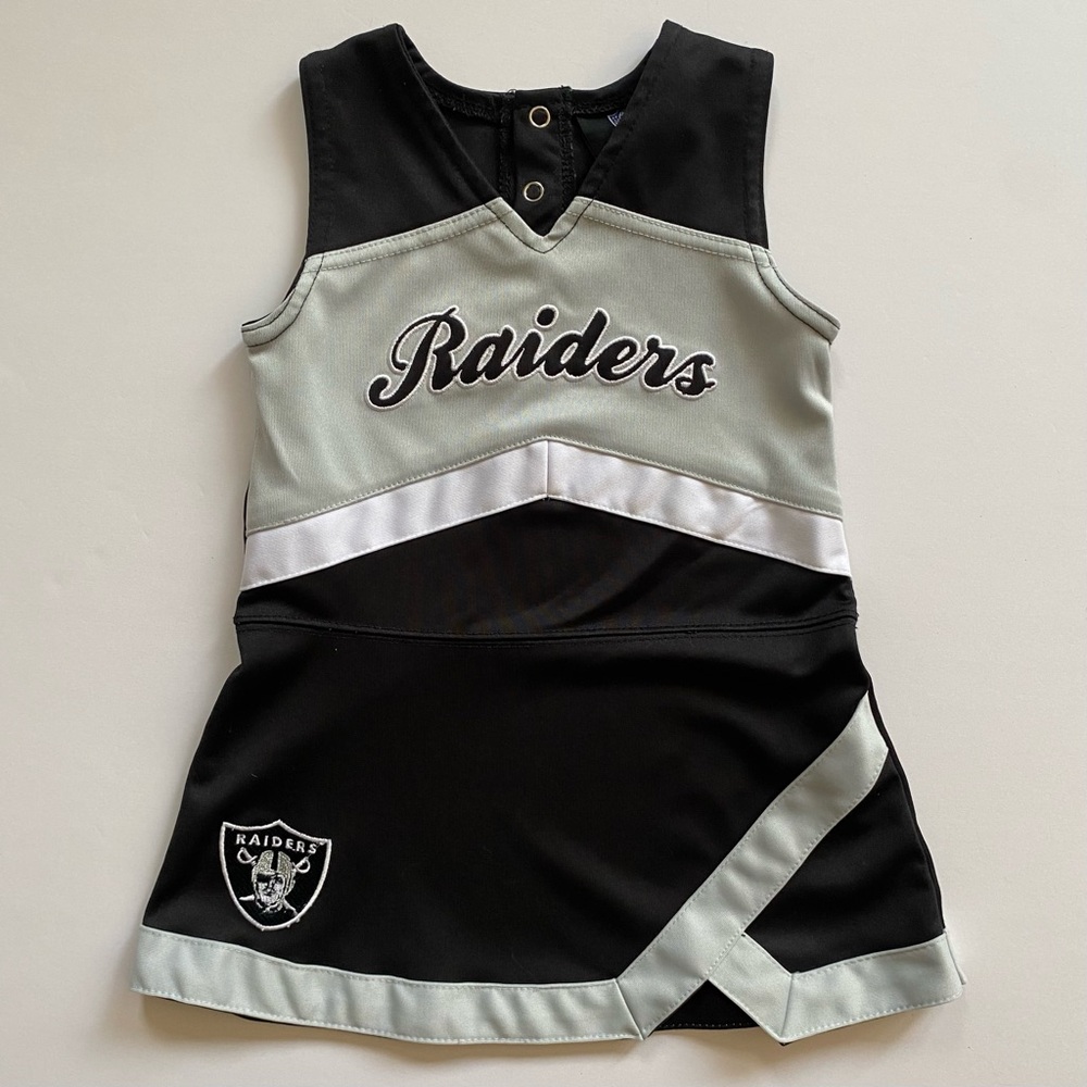 Raiders Cheerleading Dress Size 2T Reebok With Leggings Outfit Black Gray Girls - Picture 16 of 16